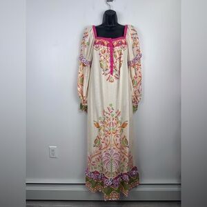 Farm Rio x Anthropologie Women Printed Linen Blend Dress Size Medium